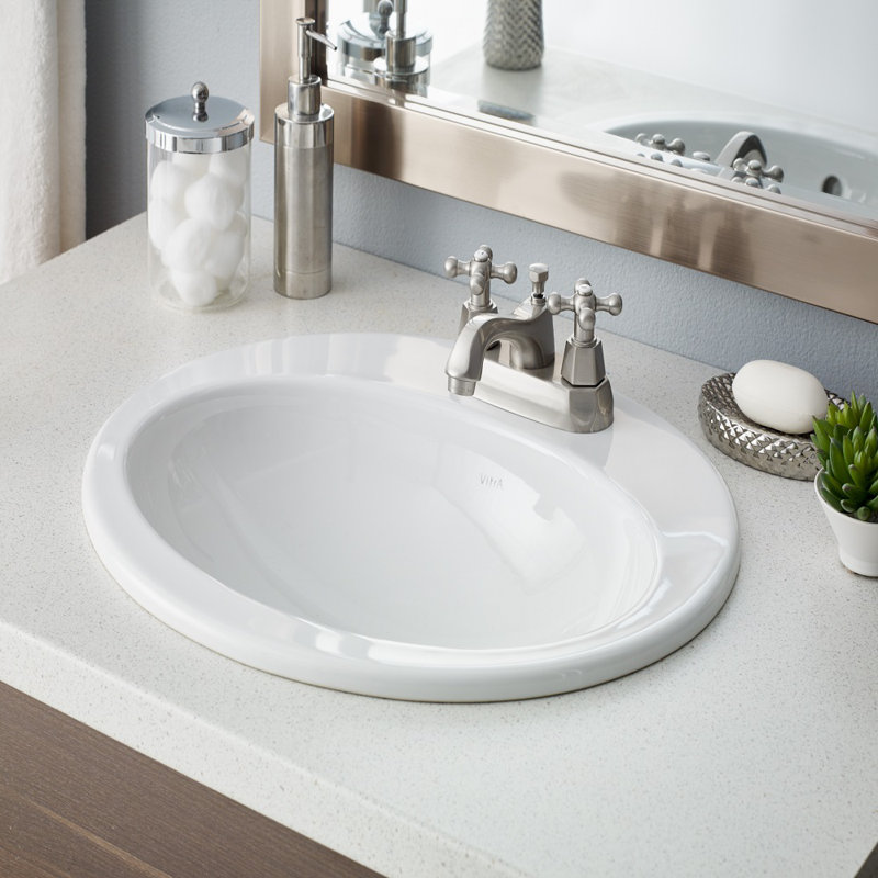 CheviotProducts Aria Vitreous China Oval DropIn Bathroom Sink with Overflow Wayfair